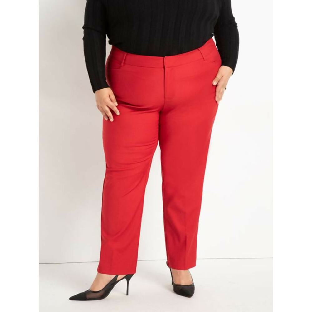 Eloquii Gena Fit Kady Pants Womens 28 Red Stretch Dress Trousers Plus